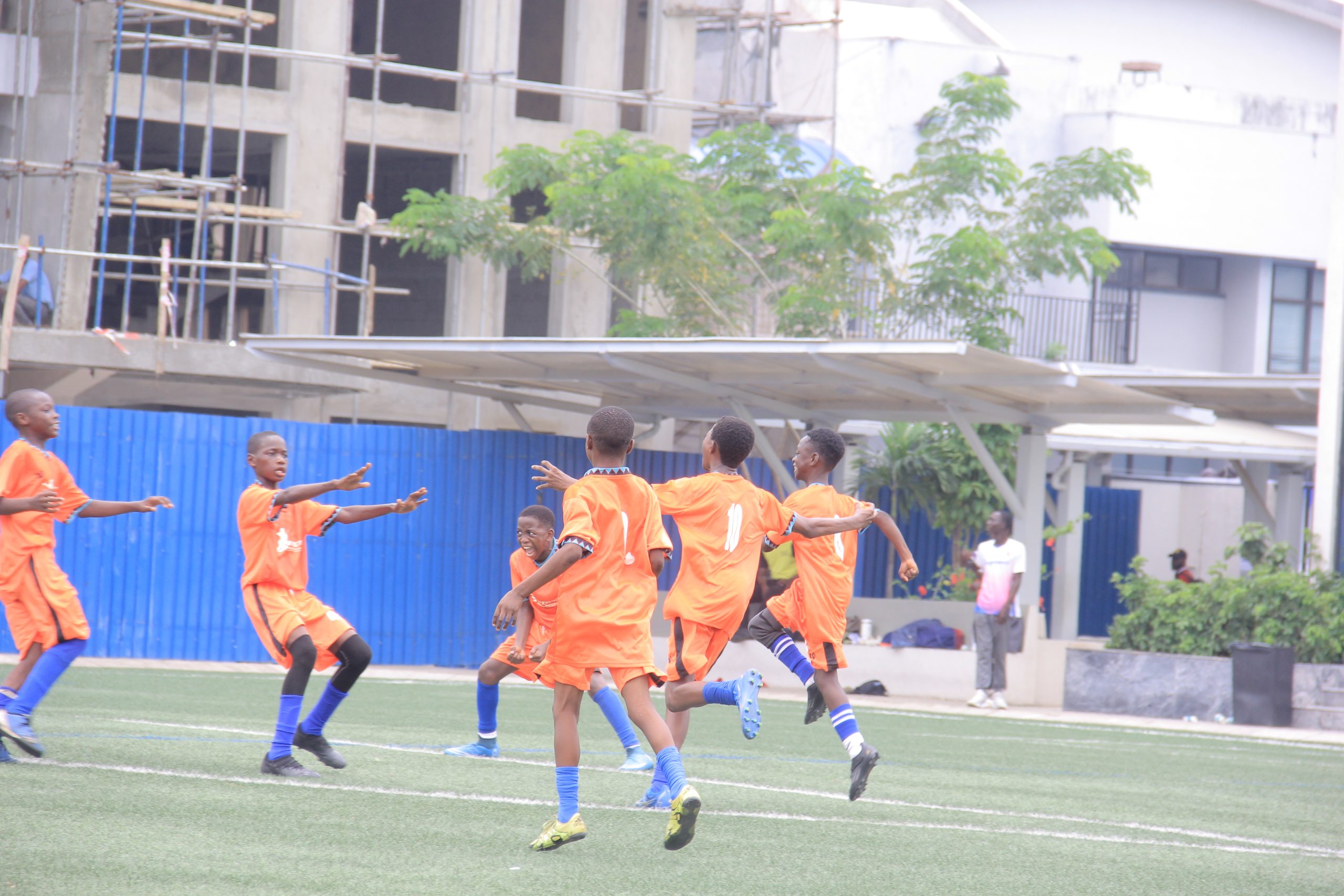 The players jubilating. iSupaliga/sportxvibe.com,ng