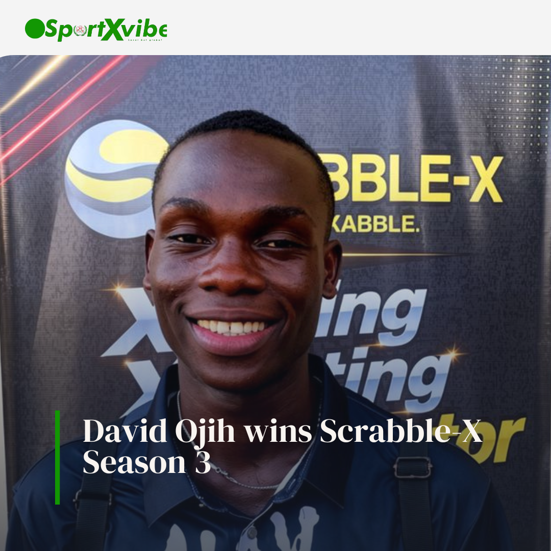 David Ojih celebrating after emerging champion of Scrabble-X Season 3 tournament